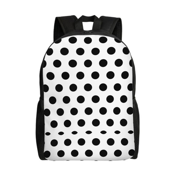 Carry On Backpack Black Polka Dot Pattern Travel Laptop Backpack For Women Men Traveling Business Hiking Casual Gym