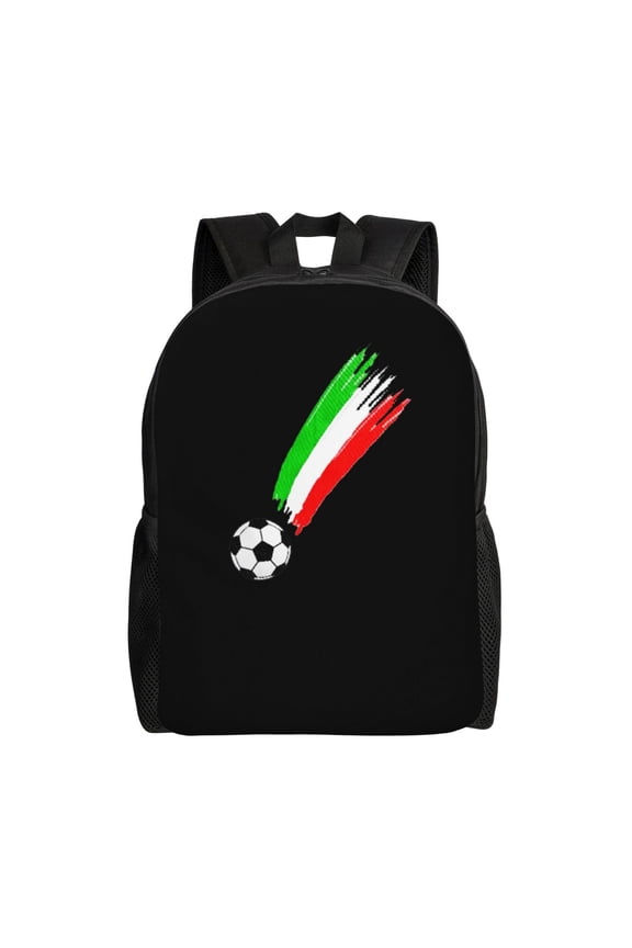 Carry On Backpack Italian Flag And Football Travel Laptop Backpack For Women Men Traveling Business Hiking Casual Gym