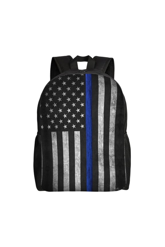 Carry On Backpack Thin Blue Line Flag Travel Laptop Backpack For Women Men Traveling Business Hiking Casual Gym