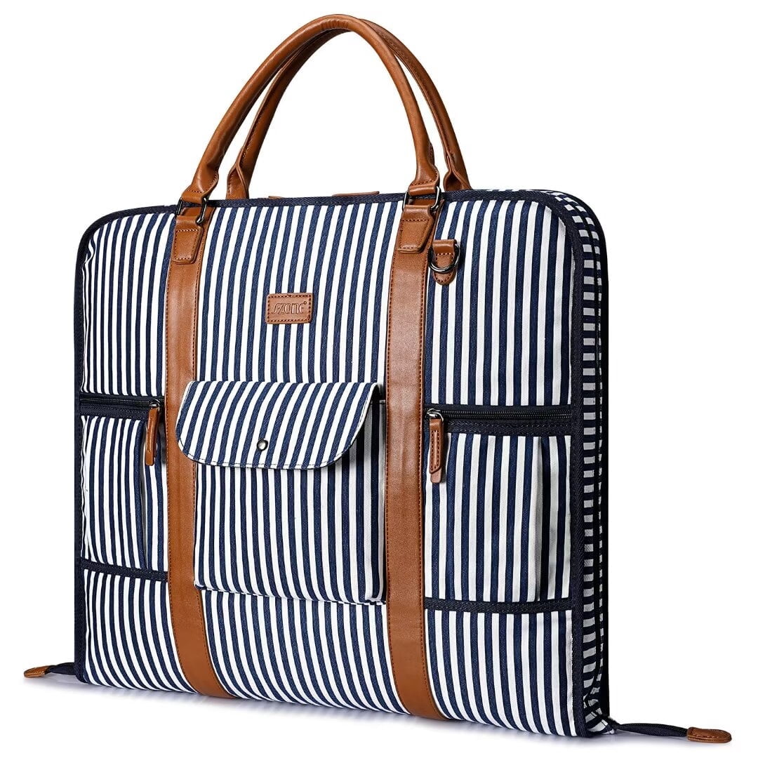 S-ZONE Carry on Garment Bag for Business Travel Canvas Leather Men Suit Cover
