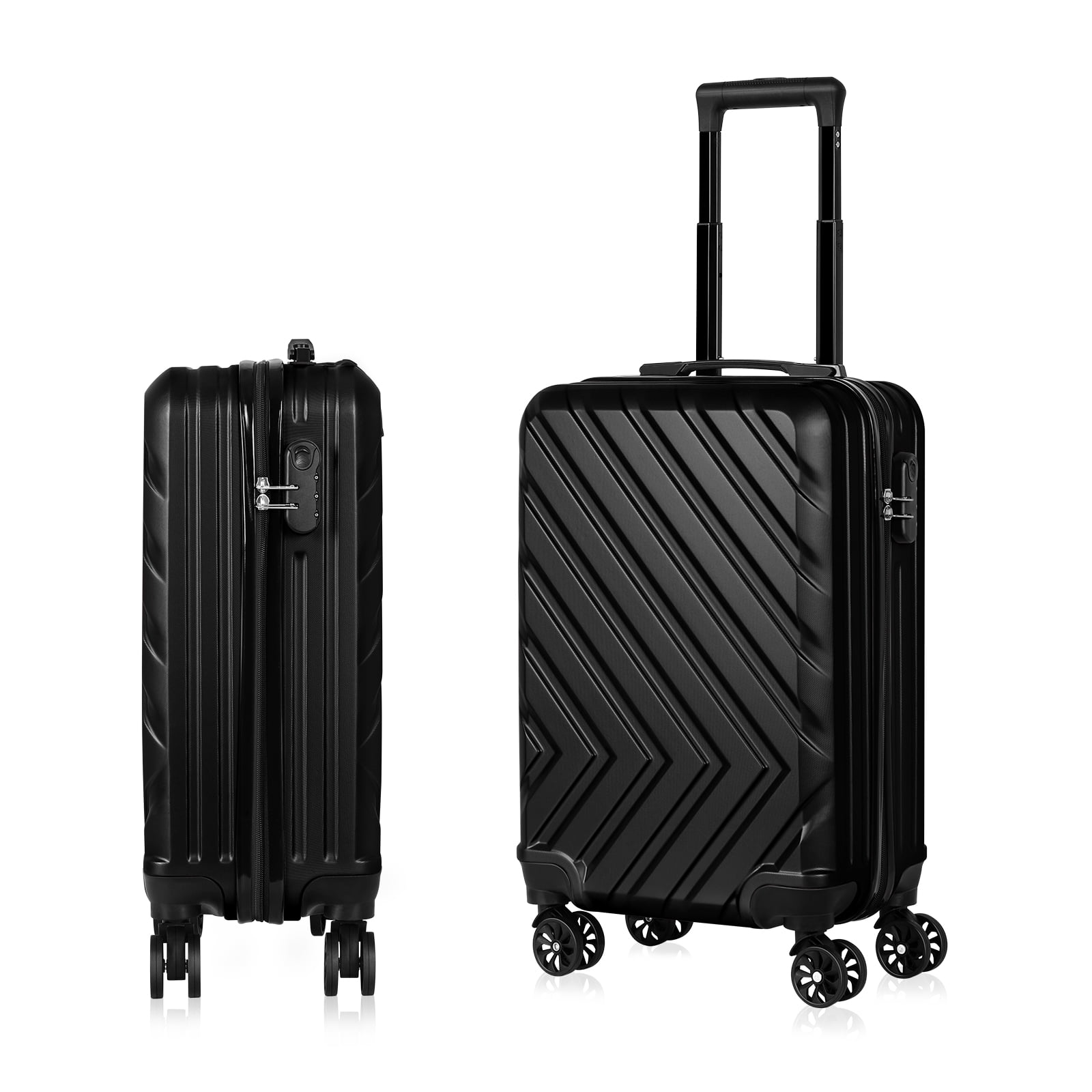 "Black Hardshell CarryOn Luggage, 20"" ABS Spinner Suitcase with Lock