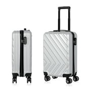 Carry On Luggage, 20" Hardside Suitcase ABS Spinner Luggage with Lock - Arrow in Silver