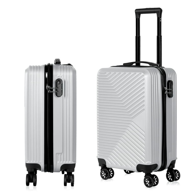 Carry On Luggage 20 Hardside Suitcase ABS Spinner Luggage with Lock Crossroad in Silver