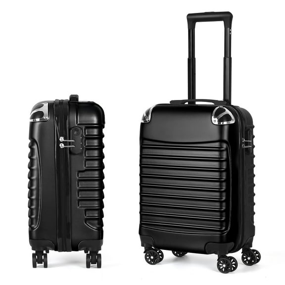 Carry On Luggage, 20" Hardside Suitcase ABS Spinner Luggage with Lock - Shell in Black