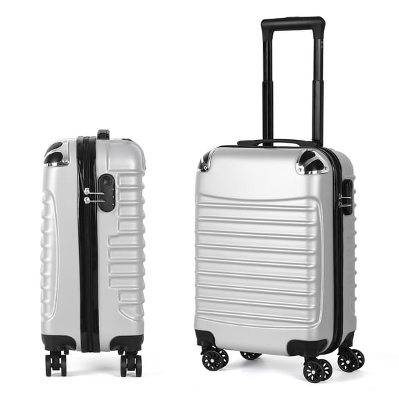 Carry On Luggage, 20" Hardside Suitcase ABS Spinner Luggage with Lock - Shell in Silver
