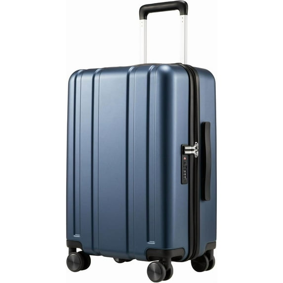 Carry On Luggage 22x14x9 Airline Approved, 100% PC Hard Shell Travel Suitcase with Smooth Spinner Wheels TSA Lock, 20 Inch, Blue