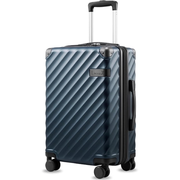 Carry On Luggage 22x14x9 Airline Approved, KVC Expandable Polycarbonate Hard Shell Suitcase for Travelling (EX-Core, Navy, 20 Inch, 40L-44L)