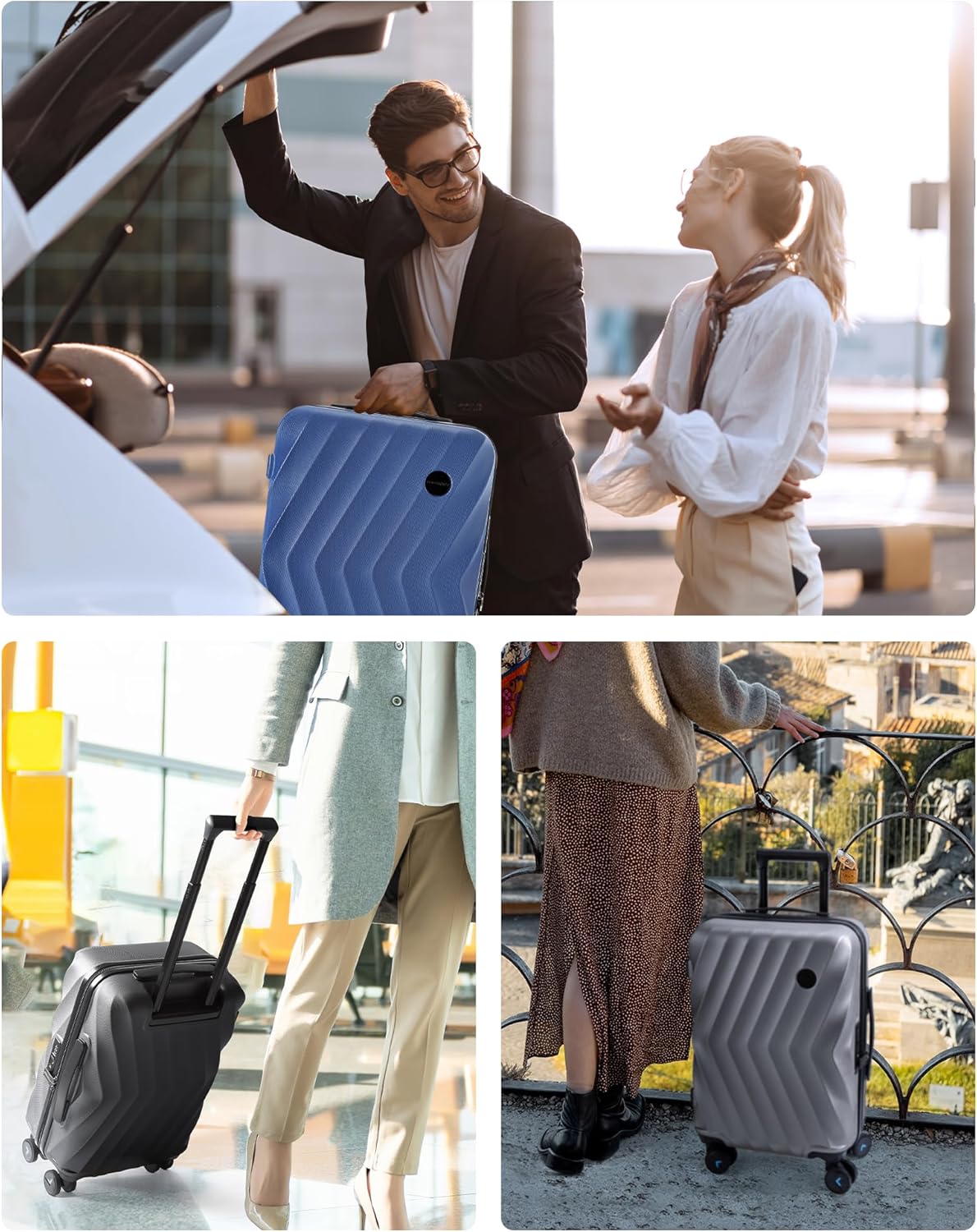 Carry On Luggage 22x14x9 Airline Approved, PC Hardside Suitcase with ...