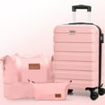 thumbnail image 1 of 3 Pieces Luggage Sets(20"carry on+bags),PC+ABS Hardshell Lightweight Suitcase with TSA Lock,Pink, 1 of 11