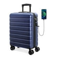 thumbnail image 1 of Carry On Luggage Airline approved Hardside Suitcase with Wheels PC ABS Lightweight Luggage with TSA Lock USB 20 inch DarkBlue, 1 of 7