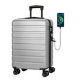 thumbnail image 1 of Carry On Luggage Airline approved Hardside Suitcase with Wheels PC ABS Lightweight Luggage with TSA Lock USB 20 inch Silver, 1 of 7
