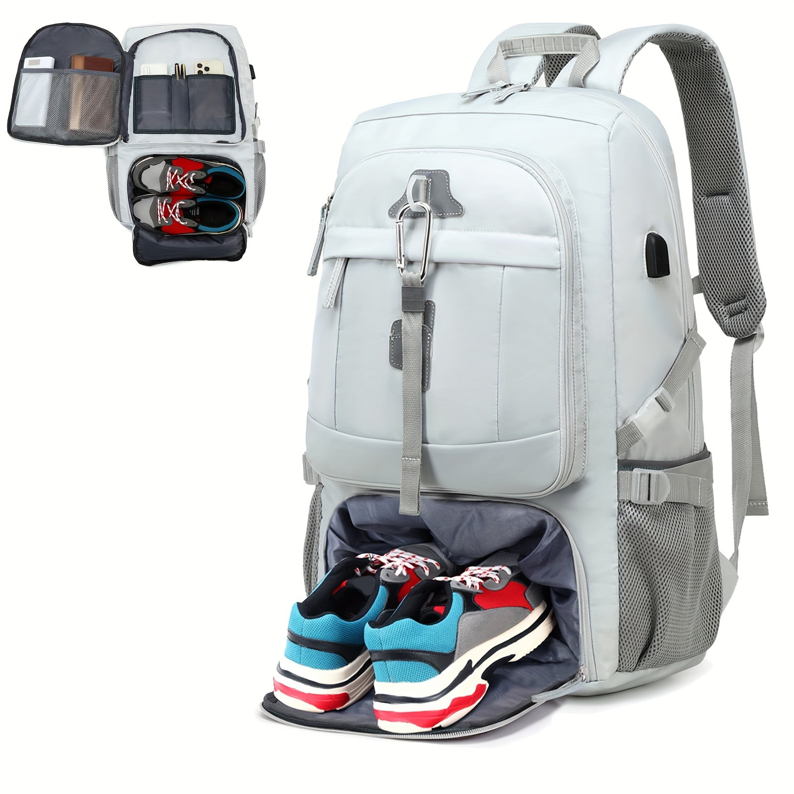 Carry On Luggage Rucksack Backpack With Shoes Compartment,Waterproof Travel Backpack, Large