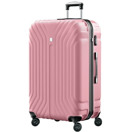 Luggage Expandable Hardside,PC ABS Lightweight Checked Suitecase with Spinner Wheels,TSA Lock,28 inch Pink