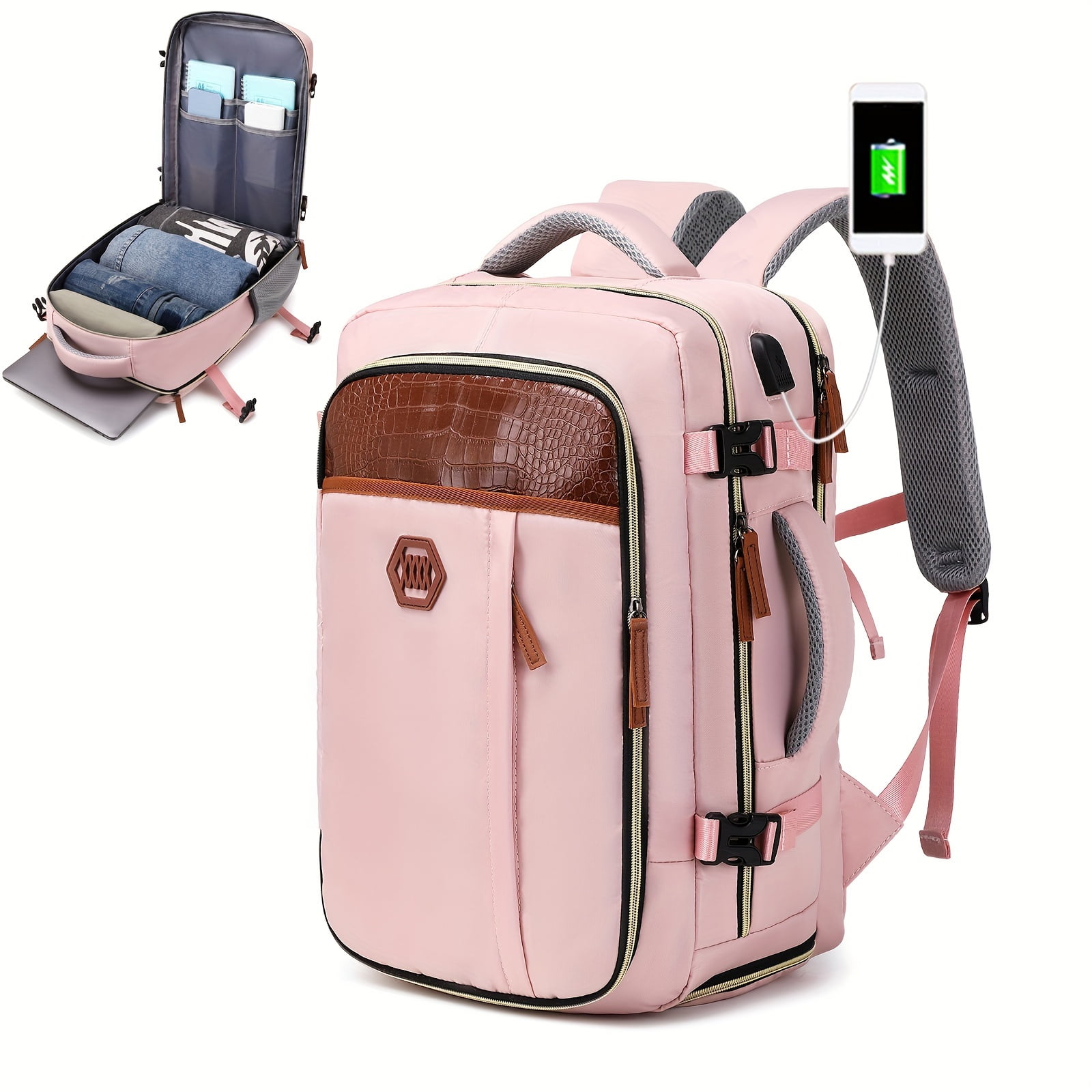 Carry-On Travel Backpack With Shoes Compartment, Expandable Waterproof ...