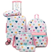 Carry on Hardshell Luggage Sets with Wheels Travel Essentials for Kids,Suitcases for Girls with Wheels Travel Pillow Airline Approved 16 Inch