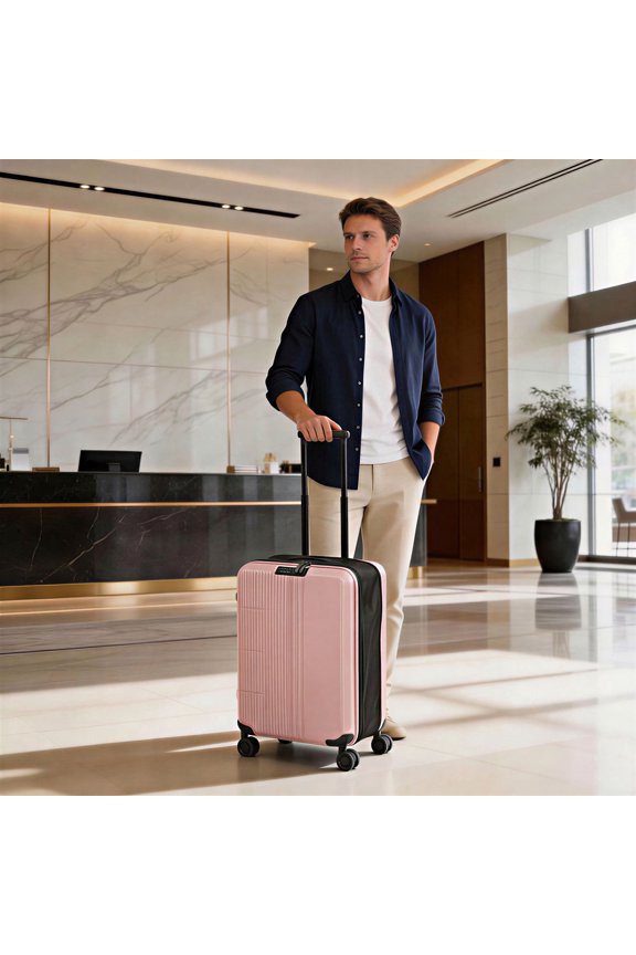Carry on Luggage, Hard Shell ABS Suitcase with Double Spinner Wheels, Lightweight Expandable Rolling Suit Case with TSA Lock, 20 Inch Pink