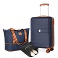 thumbnail image 1 of Travelhouse 3-Piece Hardside Spinner Carry on Luggage Set with TSA Lock and Travel Bag, Blue, 1 of 8