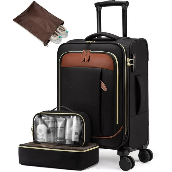 Carry on Luggage for Women and Men, Softside Suitcases with Daul Wheels