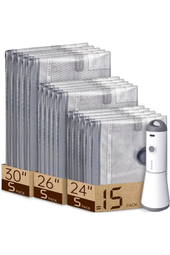 Carry-on Size Compression Packing Bags for Luggage and Suitcase, Space Saver for Clothes and Clothing 15 Combo Travel Size