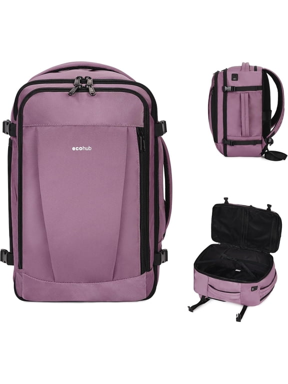Carry on Travel Backpack for Men, Airline Approved Spirit Airlines Personal Item Bag, 13 Pockets Casual Daypack, Waterproof Gym Backpacks 30L, Pink