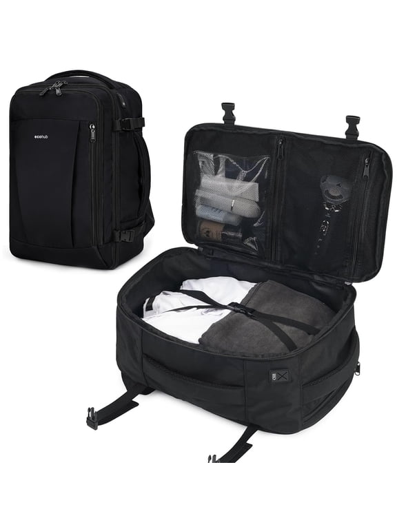 Carry on Travel Backpack for Men, Airline Approved Spirit Airlines Personal Item Bag, 13 Pockets Casual Daypack, Waterproof Gym Backpacks 30L, Black