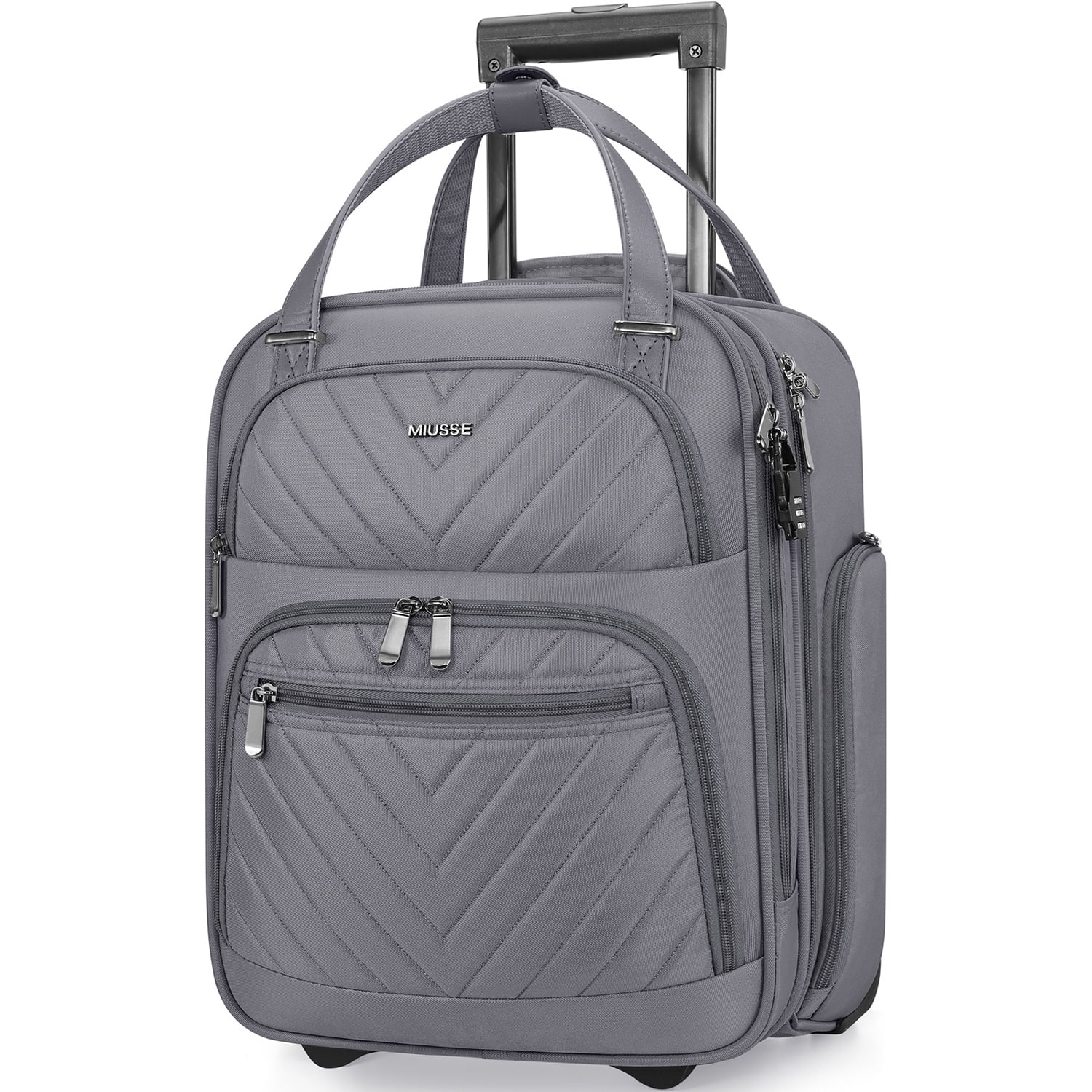 MIUSSE Underseat Carry on Luggage 16 Inch Soft Sided Luggage with Wheels and TSA Lock Airline Approved Small Suitcase for Men Women