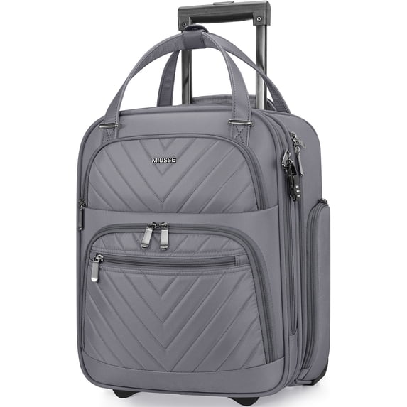 MIUSSE Underseat Carry on Luggage 16 Inch Soft Sided Luggage with Wheels and TSA Lock Airline Approved Small Suitcase for Men Women