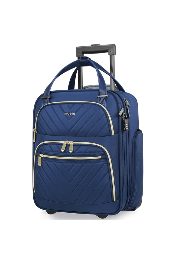 Underseat Carry on Luggage 16 Inch Soft Sided Luggage with Wheels and TSA Lock Airline Approved Small Suitcase for Men Women