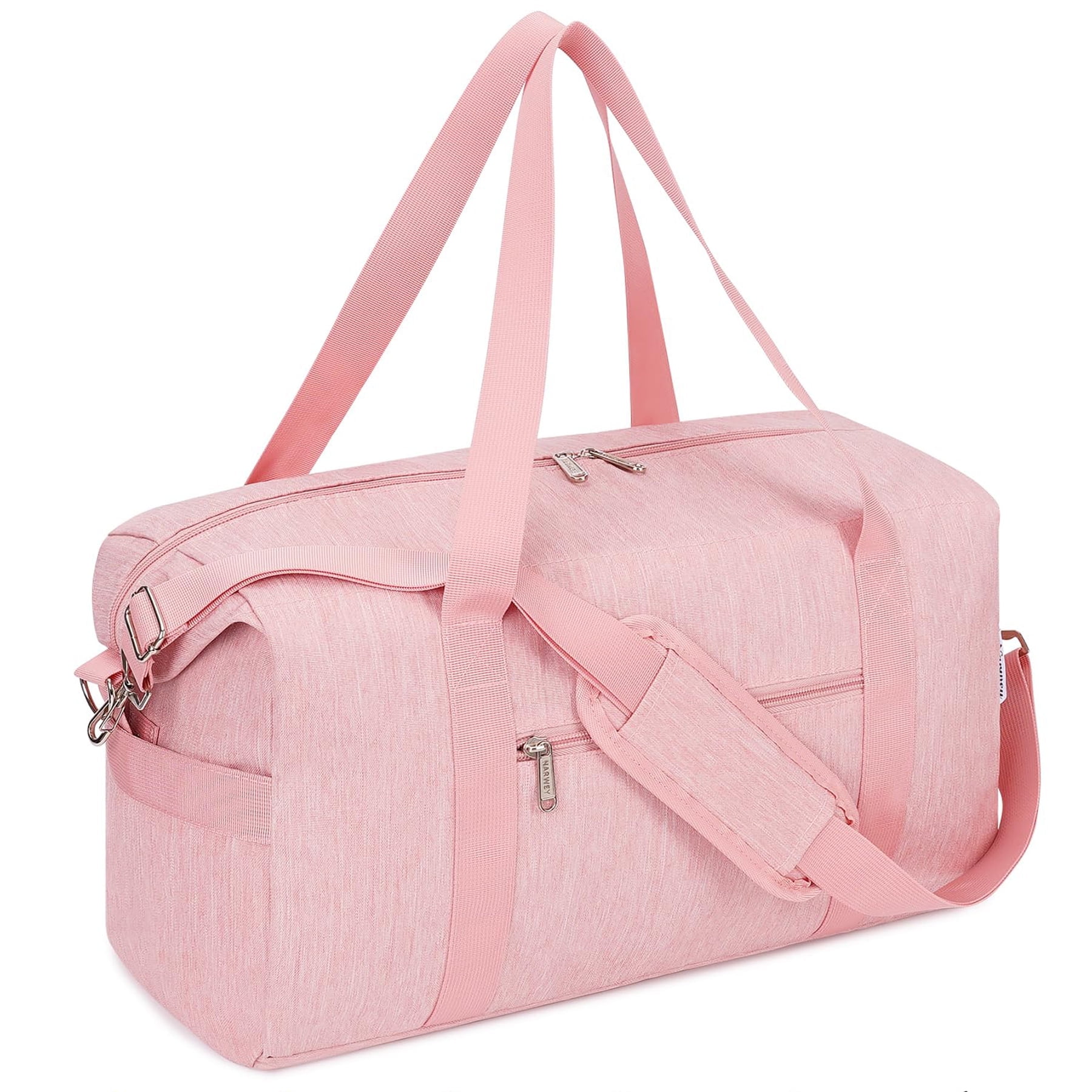 Carry on Underseat Bag Airplane Approved for Travel, Duffel Bag with Adjustable Straps & Wet Pocket for Women and Men for Weekender Gym, 30L, Pink