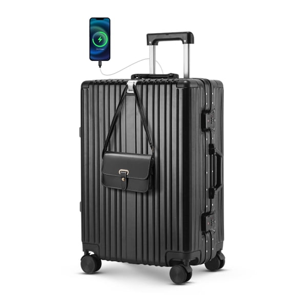 20 inch Carry on Luggage,Zipperless Aluminum Frame ABS+PC Hard Shell Luggage with TSA Lock & 360 Spinner Wheels,Black