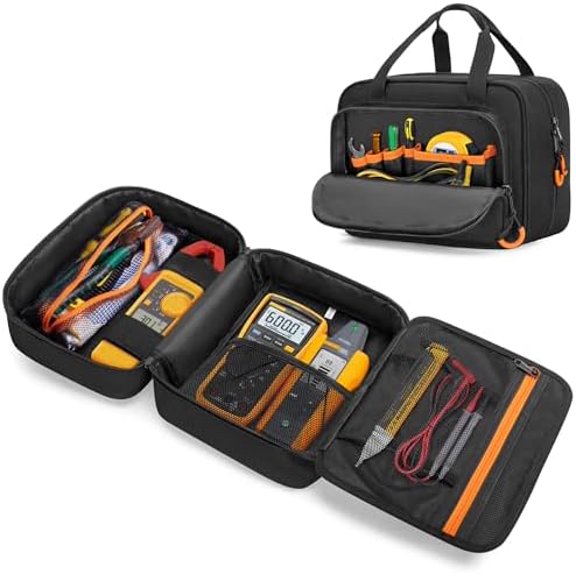 Carrying Bag Compatible with Fluke Digital Multimeter/325 Clamp Multimeter, Electric Tester Tool Storage Bag with Multiple Pockets for Electrician (Bag Only)$$Tools & Hardware Other