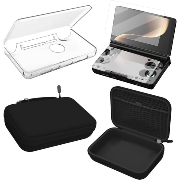 Carrying Case for Ayn Thor, 3-in-1 Accessories Kit Included Game Console Storage Bag, Transparent Protective Cover TPU Shell Case and Tempered Glass Screen Protector