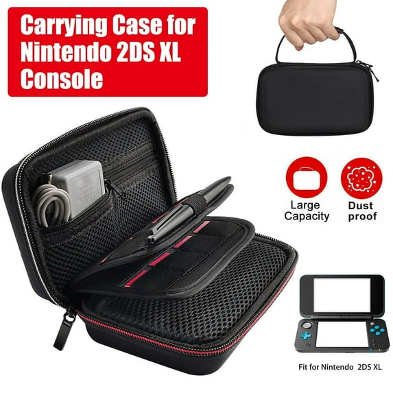 Carrying Case Bag for Nintendo 2DS XL Model Hard Shell Travel Cover Pouch Black