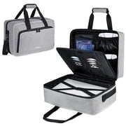Carrying Case Compatible with PS5/PS5 Pro/PS4,17 Pockets Travel Storage Bag with Thick Padding Compatible with PS5 Digital Edition,Controller,Game Discs,Charger & Accessories Grey
