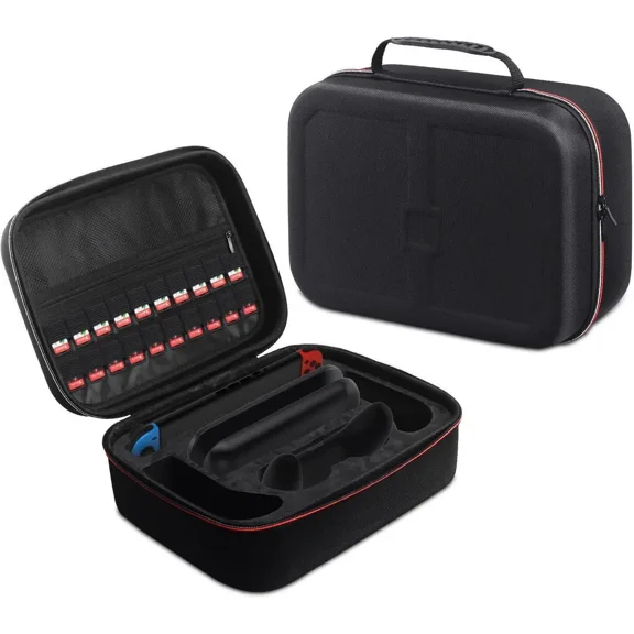 Carrying Case Compatible with Switch 2 | All-in-One EVA Hard Protective Dock Case with 18 Games Cartridges | Waterproof Travel Bag Cover with Handles and Shoulder Strap for Console & Accessorie