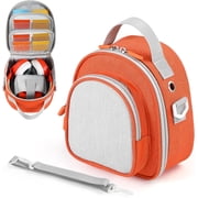 Carrying Case Compatible with Yoto Mini 2024, 30 Cards Travel Storage Organizer with Handle and Shoulder Strap, Protective Storage Case for Player, Cards and Headphone Accessories Orange