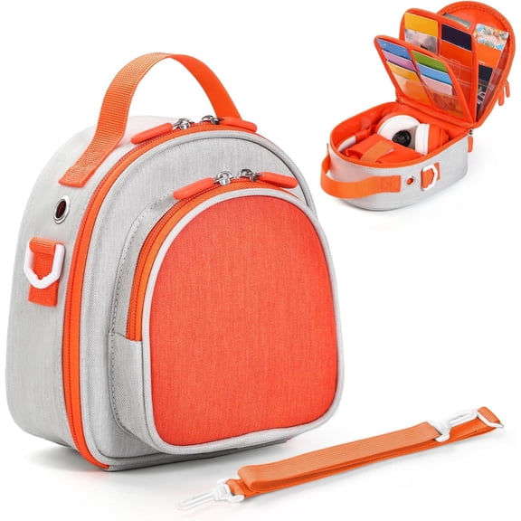 Carrying Case Compatible with Yoto Mini 2024 Edition Kids Audio Music Player & Headphone, Travel Storage Bag for Audiobook Cards Radio (Up to 30 Cards) with Adjustable Strap, Gray(Bag Only)