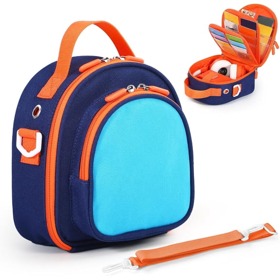 Carrying Case Compatible with Yoto Mini 2024 Edition Kids Audio Music Player & Headphone, Travel Storage Bag for Audiobook Cards Radio (Up to 30 Cards) with Adjustable Strap, Blue(Bag Only)