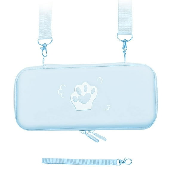Carrying Case Compatible with Nintendo Switch Travel Bag, Cat Paw Portable Protective Storage Cover Gaming Accessories - blue