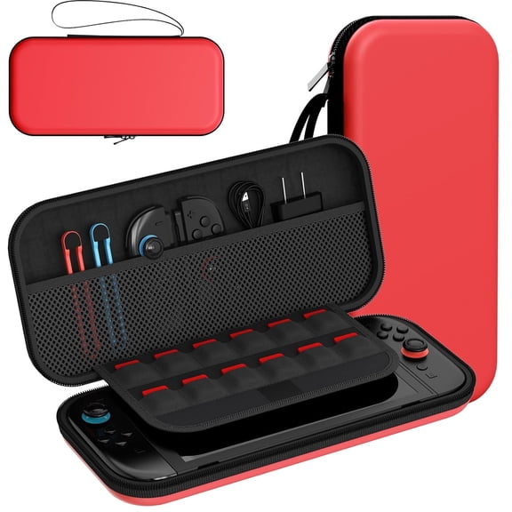 Carrying Case Compatible with Switch 2 ( 2025 ), Portable Switch Travel Carry Case, Protective Shell Pouch with Pockets for Accessories (Red)