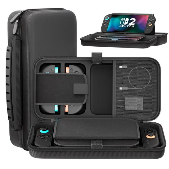Carrying Case for Switch 2 & Original & OLED Version, Custom Spot for Joy-con & AC Adapter, Portable Travel Switch 2 Accessories Hard Case Bag for 20 Games Cards