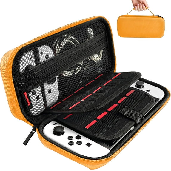 Carrying Case Compatible with for Nintendo Switch/OLED - for Console & Accessories Portable Hard Shell Pouch Carrying Travel Bag (Orange)