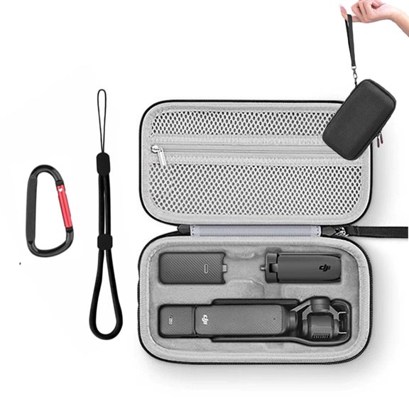 Carrying Case for DJI OSMO Pocket 3, Portable Nylon Storage Small Protector Hard Bag for Xtra Muse, Pocket 3 Protective With Carabiner & Wrist Strap Accessories(Black)