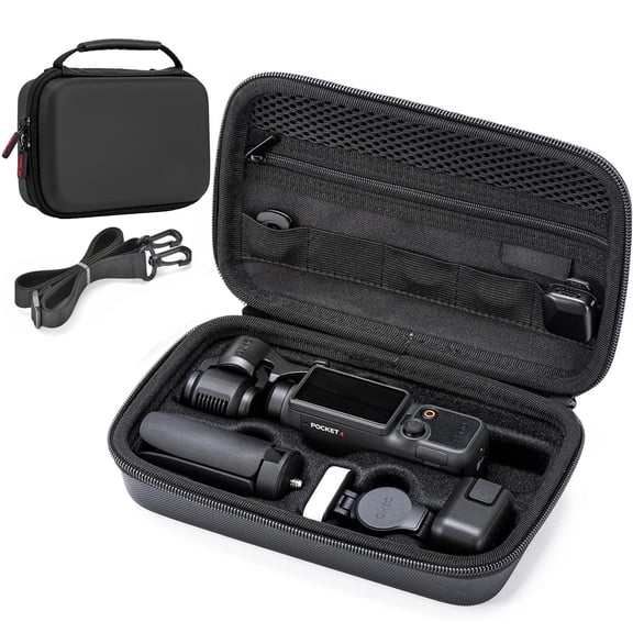 Carrying Case for DJI Osmo Pocket 4, Portable Hard Shell Carry Case for DJI Osmo Pocket 4 Creator Combo Accessories with Adjustable Shoulder Strap , PU Material Anti-Scratch Protective Storage Bag