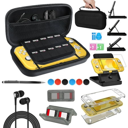 Carrying Case Fit for Nintendo Switch Lite, TSV 15-in-1 Accessories Bundle Kit for Switch Lite, Protective Case with Screen Protector, Stand, Stylus, Earphone, Game Card Holder Case