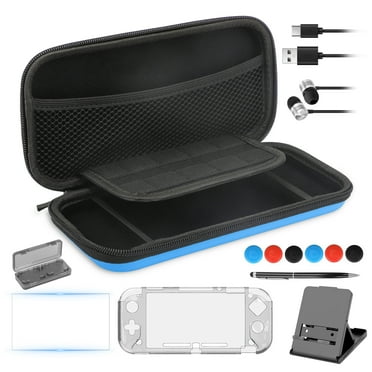 Carrying Case Fit for Nintendo Switch Lite, TSV 15-in-1 Accessories Bundle with Clear Protective Case, Screen Protector, Charging Cable, Thumbstick Caps, Stylus, Earphone, Stand
