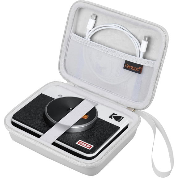 Carrying Case for KODAK Mini Shot 3 Retro 4PASS 2-in-1 Instant Digital Camera and Photo Printer/KODAK Mini 3 Retro Photo Printer, Mesh Pocket fits Charging Cord, Grey