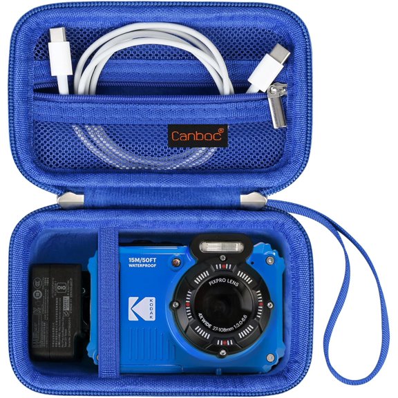 Carrying Case for KODAK PIXPRO WPZ2 Rugged Waterproof Digital Camera, Underwater Photography Camera Bag, Mesh Pocket fits USB Cable, Battery, Adapter, Blue (Case Only)