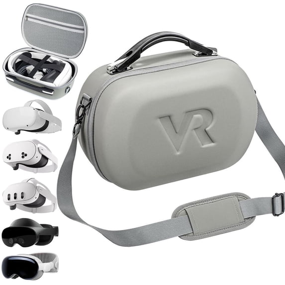 Carrying Case for Meta Quest 3S/Quest 3/Oculus Quest 2/Pico 4/Quest Pro/Vision Pro, Portable Travel Case for Controllers and Other Accessories, Waterproof Shockproof Portable Bag with Mesh Pocket