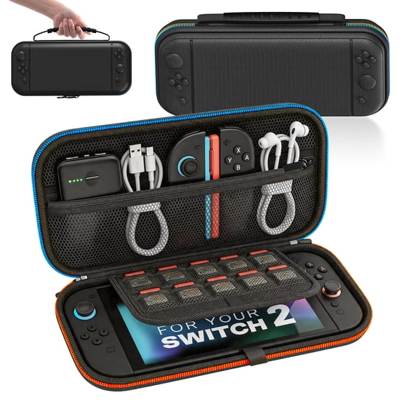 Carrying Case for Nintendo Switch 2, Protective Hard Shell Portable Switch Travel Case, Lightweight and Large Capacity, Accessories for Switch 2, Black